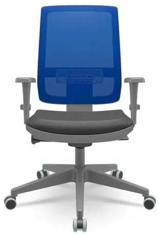 Cadeira Brizza Diretor Grafite Tela Azul Assento Vinil Preto Autocompensador Piramidal - 66157 Sun House