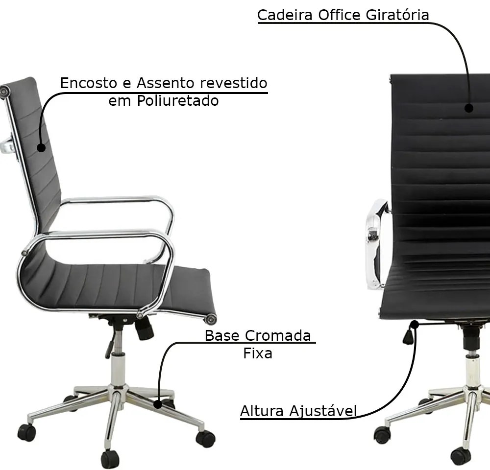 Cadeira Executiva Escritório Royal Baixa PU Sintético Preta G56 - Gran Belo
