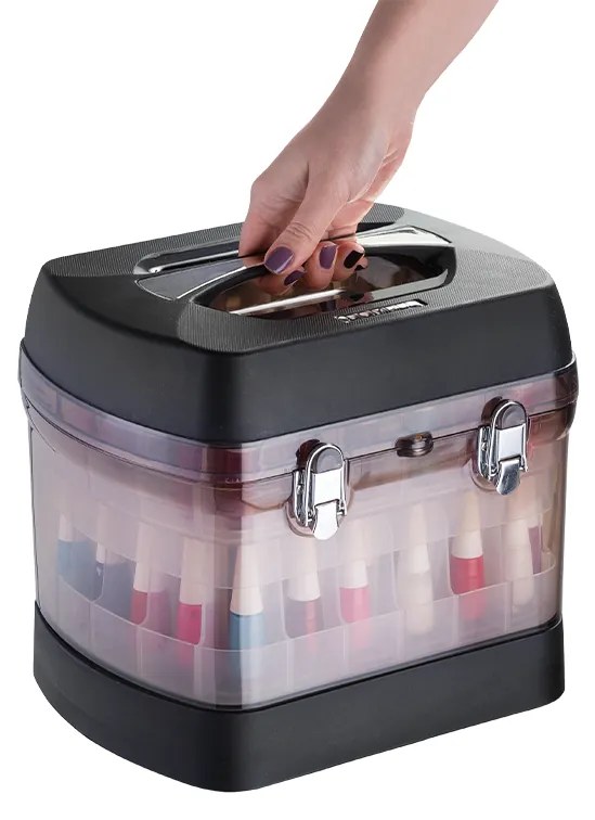 Maleta P/ 68 Esmaltes Profissional C/ Porta Acetona Branca - Dompel