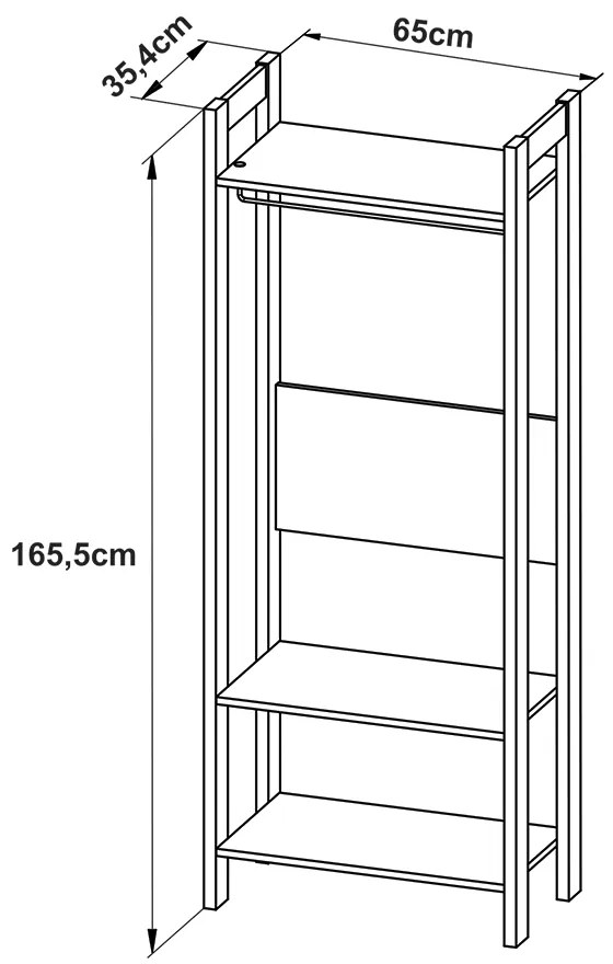 Armário Closet Aberto AZ1029 MDP Branco/Nogal G69 - Gran Belo