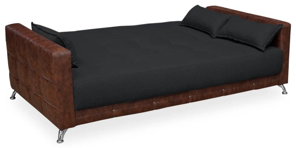 Sofá-Cama 2,00 m  3 Lugares Luxury - Linho Preto Compose Whisky