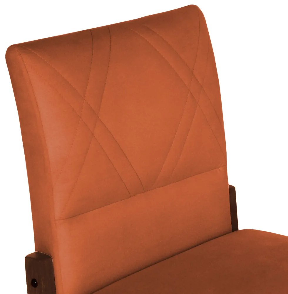 Conjunto 4 Cadeiras De Jantar Aurora Base Madeira Maciça Estofada Suede Telha