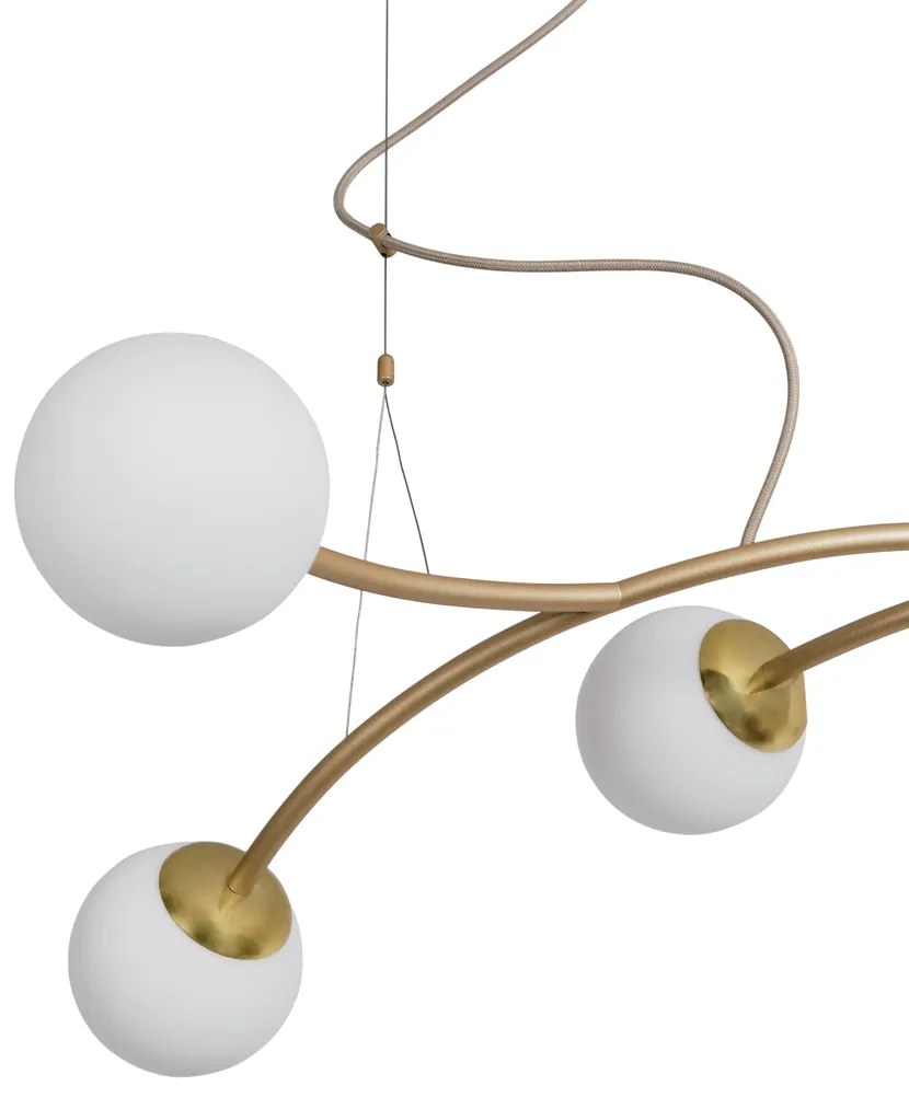 Pendente Zucca 34X105Cm 6Xg9 Cabo Aço Chumbador + Cabo Rayon / Globo Ø... (BT - Branco Texturizado, FOSCO)