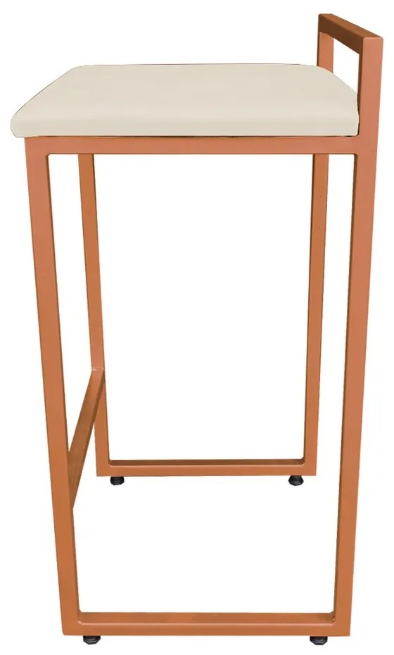 Banqueta Alta Industrial Pietra Suede Bege Base Cobre D'Rossi