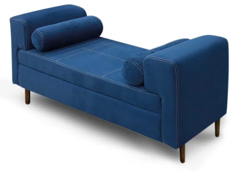 Recamier Casal Queen 160cm Turim Veludo Azul - Simbal - Azul