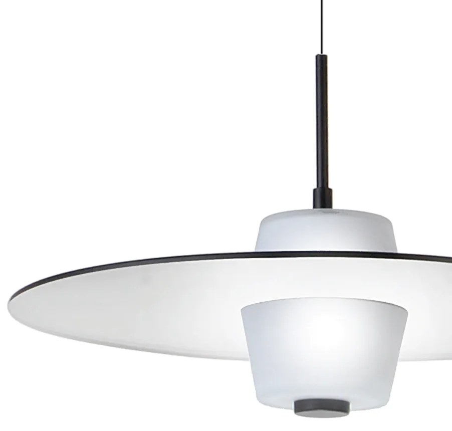 Pendente Eclisse Ø40X30Cm Disco Plano Metal Alumínio E Vidro Duplo 04X... (GRAFITE)
