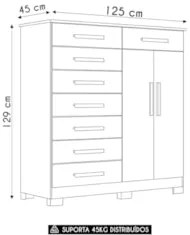 Cômoda Para Quarto 2 Portas 125cm Verona Off/Cinamomo - Albatroz