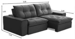 Sofá Retrátil Reclinável 3 Lugares 230cm Argon F05 Veludo Grafite - Mp