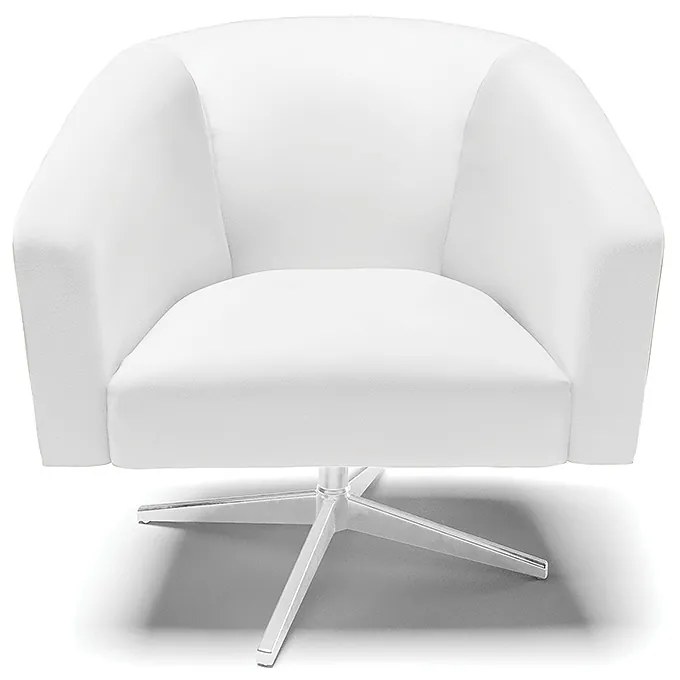 Poltrona Sala Decorativa Giratória Cromada Kit 2 Stella Sintético D03 - D'Rossi - Branco