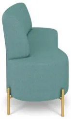 Sofá 2 Lugares 135cm Pés Aço Dourado Tamar Boucle Azul Z08 - Mpozenat