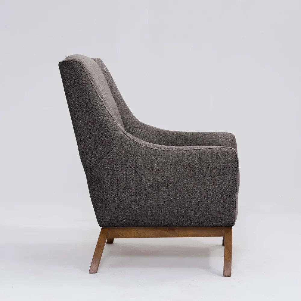 Poltrona Decorativa Mildred D07 Pés Madeira Linho Mescla Marrom - D'Rossi