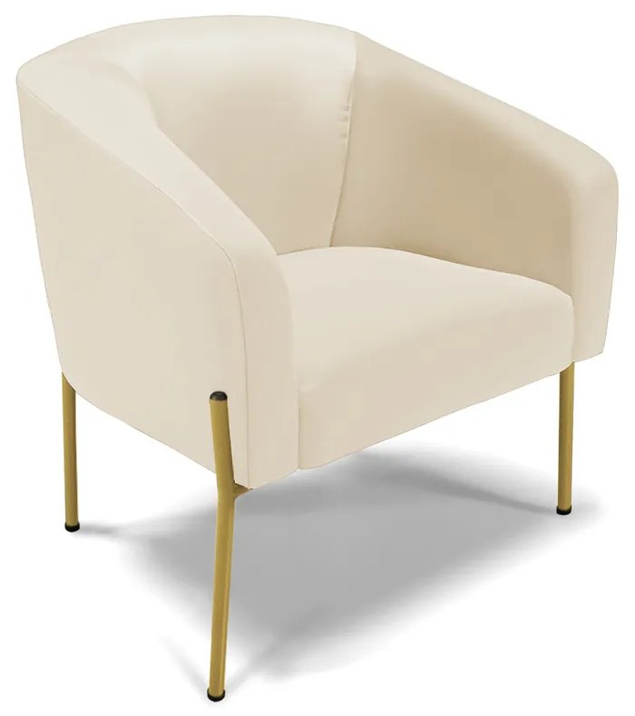 Namoradeira e 2 Poltronas Pé de Ferro Dourado Stella Sintético D03 - D'Rossi - Bege
