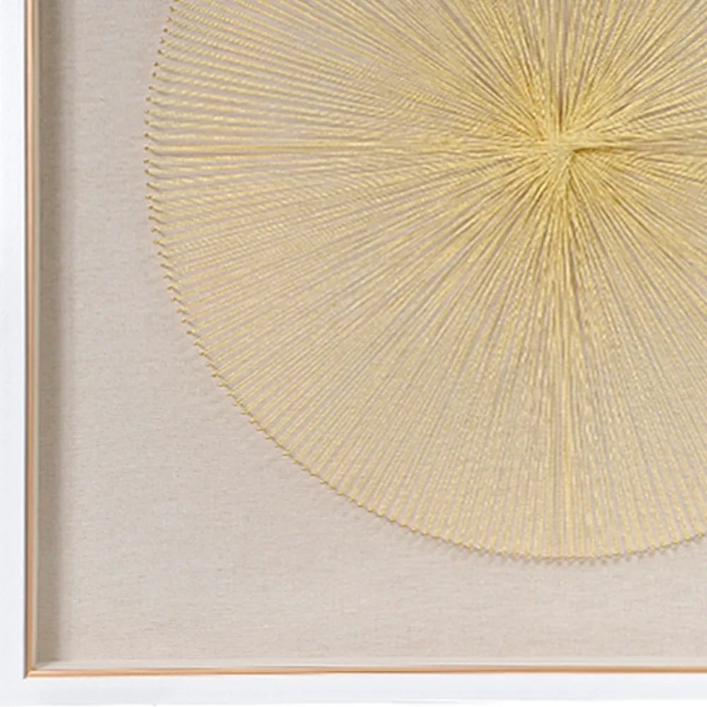 Quadro Decorativo Linha Dourado e Bege 80x80x5 cm - D'Rossi