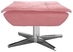 Poltrona Decorativa Base Giratória Cromada com Puff Opla Suede Rose -