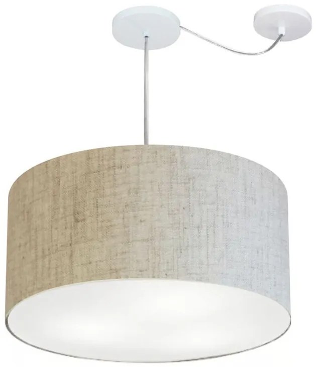 Lustre Pendente Cilíndrico Com Desvio de Centro Vivare Md-4264 Cúpula em Tecido 55x30cm - Bivolt