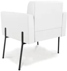 Poltrona Para Sala Pés Metálicos Preto Ana Sintético Branco - Ibiza