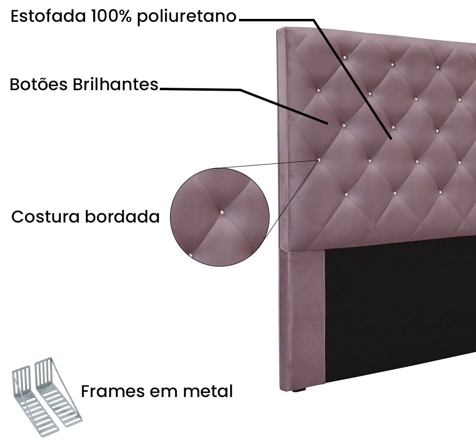 Cabeceira Cama Box Casal 140 cm Tania Veludo S04 - D'Rossi - Uva