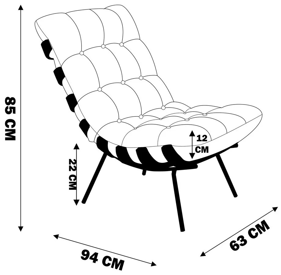 Poltrona Decorativa Sala de Estar Costela Couro Marrom G34 - Gran Belo