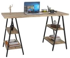 Mesa Escrivaninha Cavalete 135cm Estilo Industrial Prisma C08 Carvalho