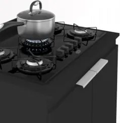 Armário de Cozinha e Balcão Cooktop Pérola Z34 Preto        - Mpozenat