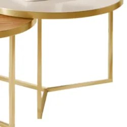 Mesa de Centro Pés Metálicos Kit 2 Thor Off/Cinamomo/Dourado E05 - Mpo