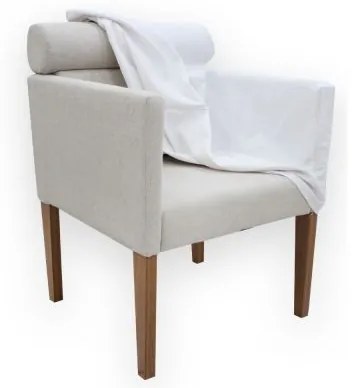 Poltrona Decorata em Linho com Capa de Sarja removível e almofada decorativa Sarja branca