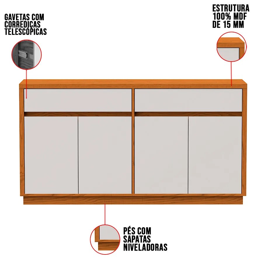 Balcão Sabrina Off White e Ypê N02 - D'Rossi