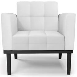 Poltrona Base Madeira Preto Kit 2 Ana Sintético Branco - Ibiza