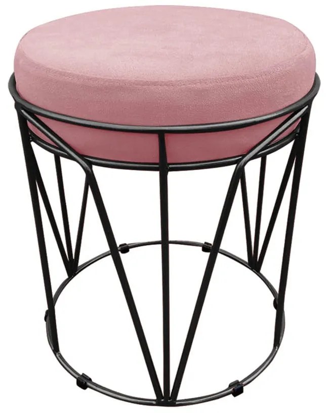 Kit 02 Puffs Multiuso com Mesa Babu 2 em 1 Suede Base Preto D'Rossi - Rose