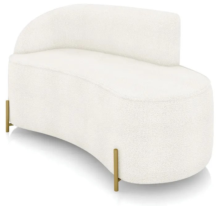 Sofá 2 Lugares Orgânico 140cm Pé Aço Lateral Dourado Morgan Bouclê D03 - D'Rossi  - Off White