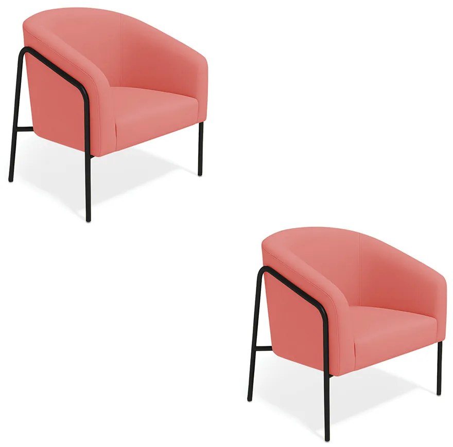 Poltrona Sala Industrial Alta Preto Kit 2 Stella Suede D03 - D'Rossi - Rose