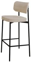 Banqueta Alta Bar Estofada Kit 6 Ella M25 Linho Areia - Mpozenato