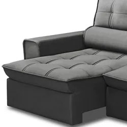Sofá Retrátil Reclinável 3 Lugares 220cm Blanches F05 Veludo Grafite -