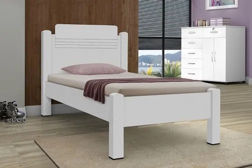 Cama Paris Solteiro Branco - Gabrielli Móveis