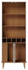 Balcão Buffet e Cristaleira com Adega Madrid C05 Off White Matte/Freij