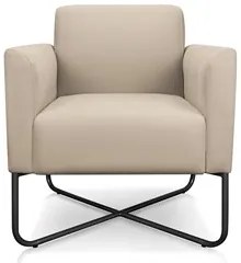 Poltrona Decorativa Base Industrial X Preta Maressa S03 Suede Bege - I