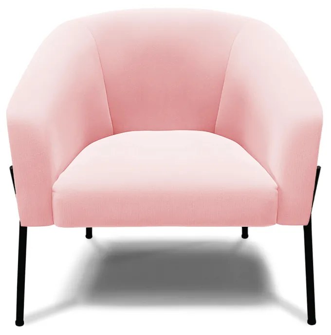 Poltrona Sala Decorativa Pé de Ferro Preto Kit 2 Stella Suede D03 - D'Rossi - Rosa Bebê