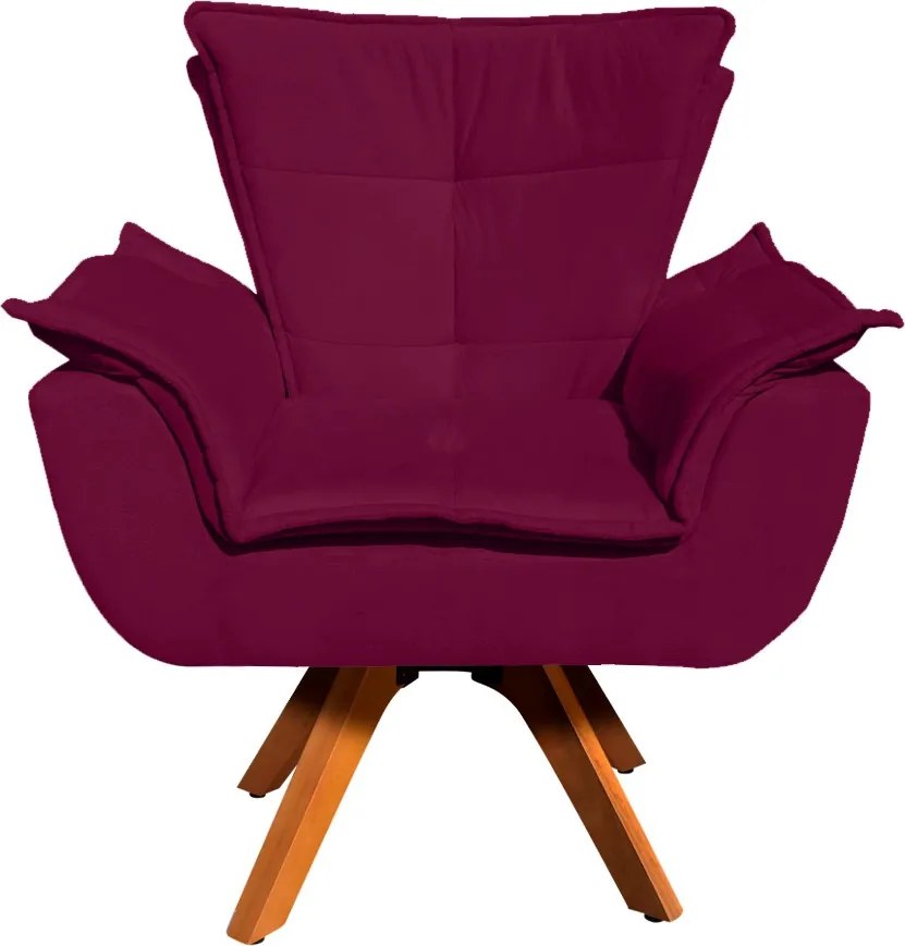 Poltrona Sala de Estar Giratória MM30 Kit 2 Opalla Suede - Vinho