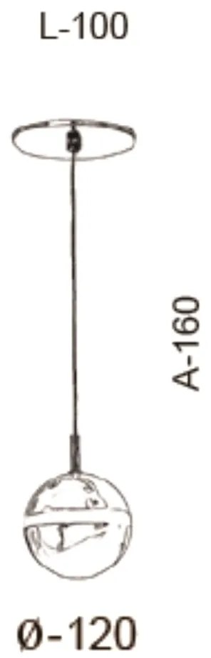 Pendente C/ Globo Filete Ø12X18Cm Metal E Vidro 1 X G9 Globo Ø12Cm |Ol... (CAFÉ, FOSCO)