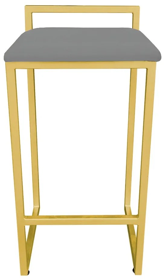 Conjunto 02 Banqueta Alta Industrial Pietra Suede Grafite Base Dourado D'Rossi