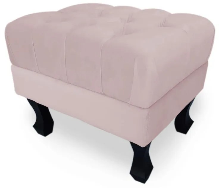 Puff Baú Decorativo Capitonê Luis XV 50x40cm Veludo Rosê - Sheep Estofados - Rosa
