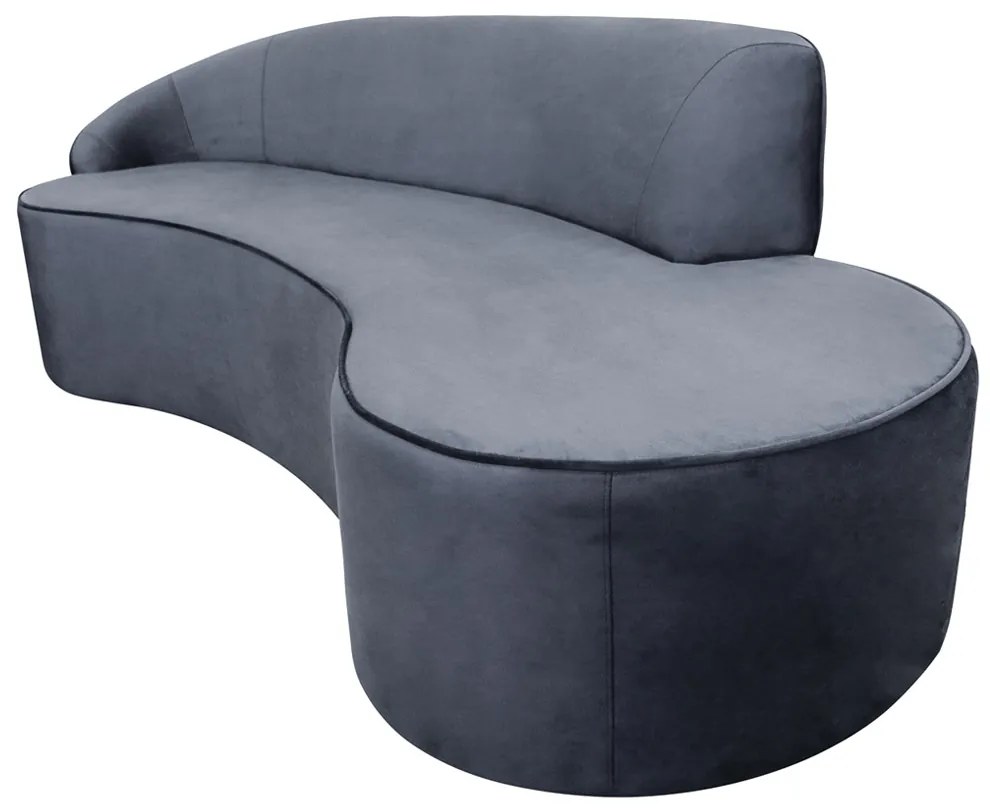 Sofá 3 Lugares Eros D07 Curvo 210cm Braço Esquerdo Veludo Cinza - D'Rossi