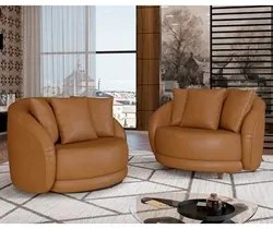Poltrona Decorativa Giratória para Sala 122cm Kaly M22 Sintético Caram