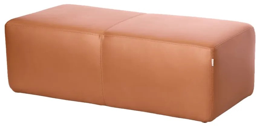 Puff Isaye Retangular Estofado de Couro Natural