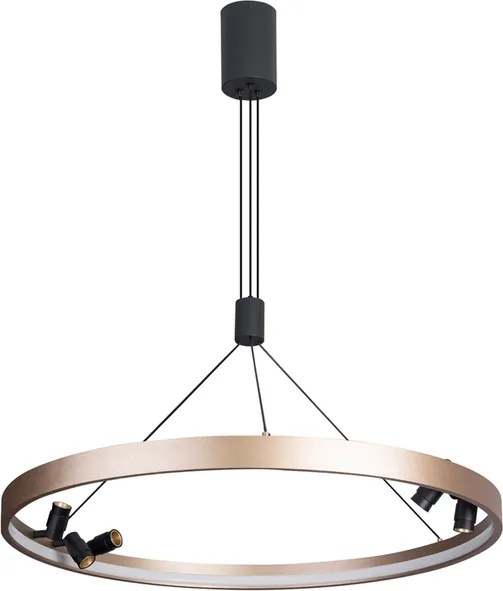 Pendente Led Aluminio Preto Dourado 45W 3000K