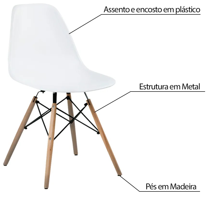 KIT 5 Cadeira Decorativa para Sala e Cozinha Garabit Branco G04 - Gran Belo