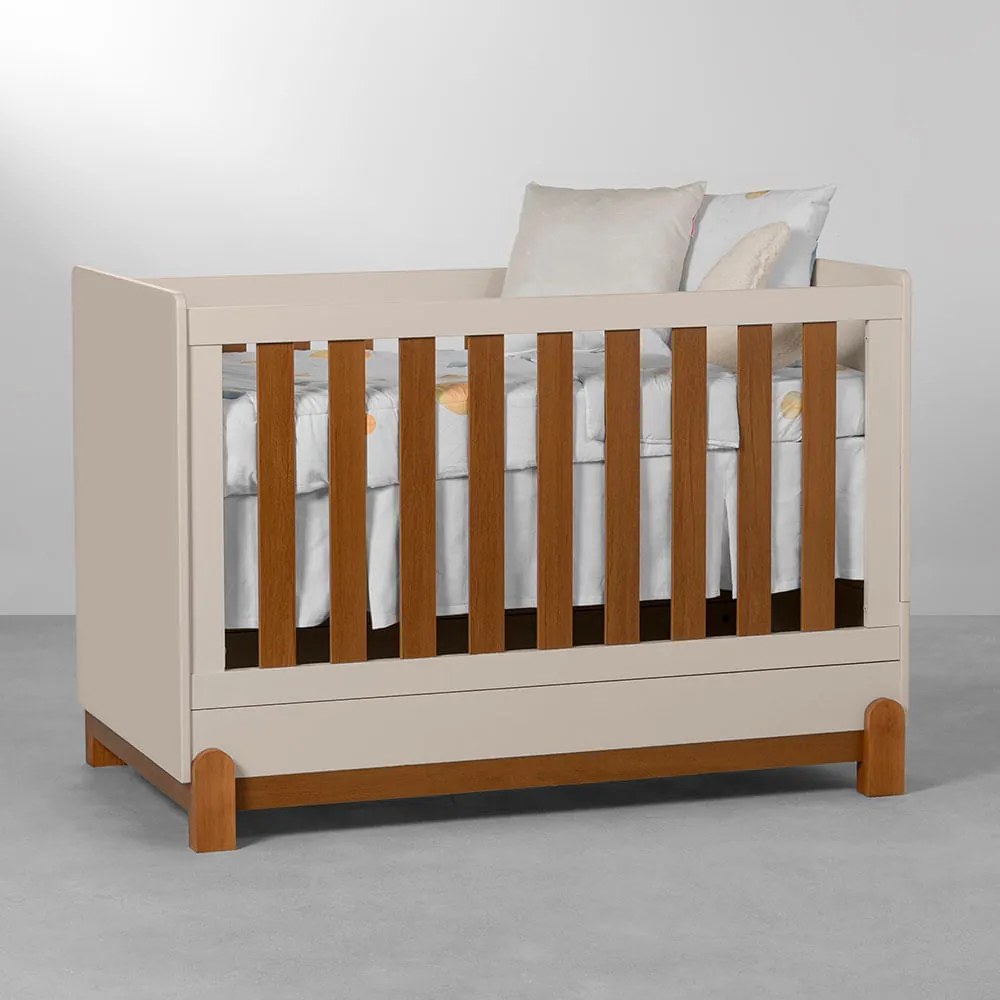 Berço Mini Cama Lotus - Areia  e Savana - Berço Mini Cama Lotus - Areia Fosco e Savana