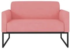 Poltrona Namoradeira 2 Lugares Base Industrial Preta Maressa S17 Suede
