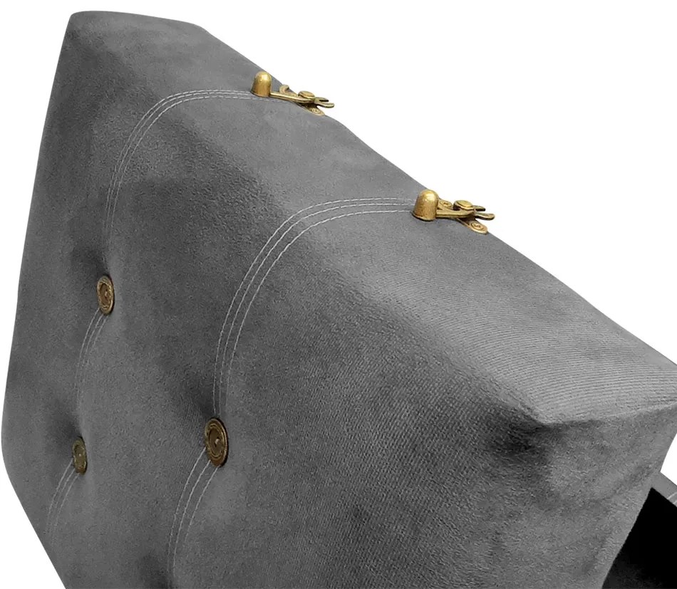 Puff Baú Decorativo Caribe 50x40cm Suede Cinza - Sheep Estofados - Cinza