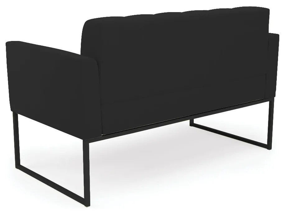 Kit 1 Sofá Namoradeira e 2 Poltronas Elisa Veludo Base Metálica Industrial Preto - D'Rossi - Preto